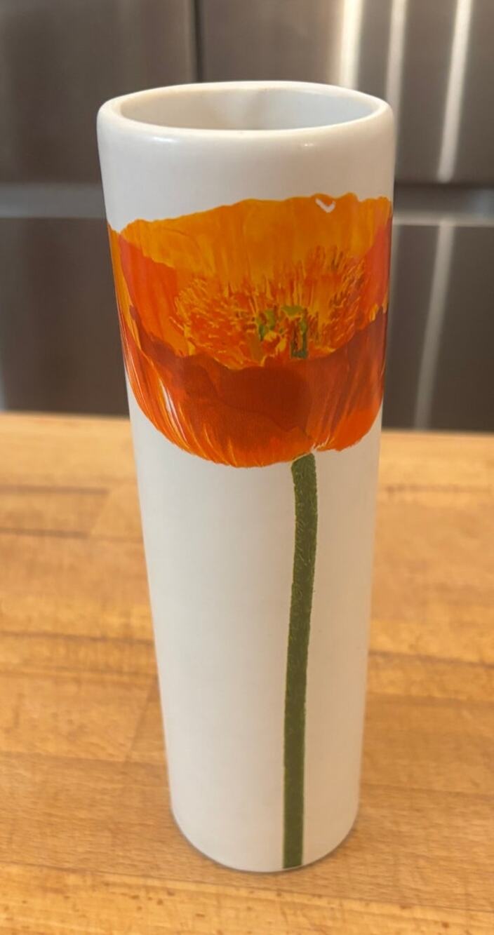 Vintage 1990s Amano Scheurich 606-20 German Poppy Vase 7.75"